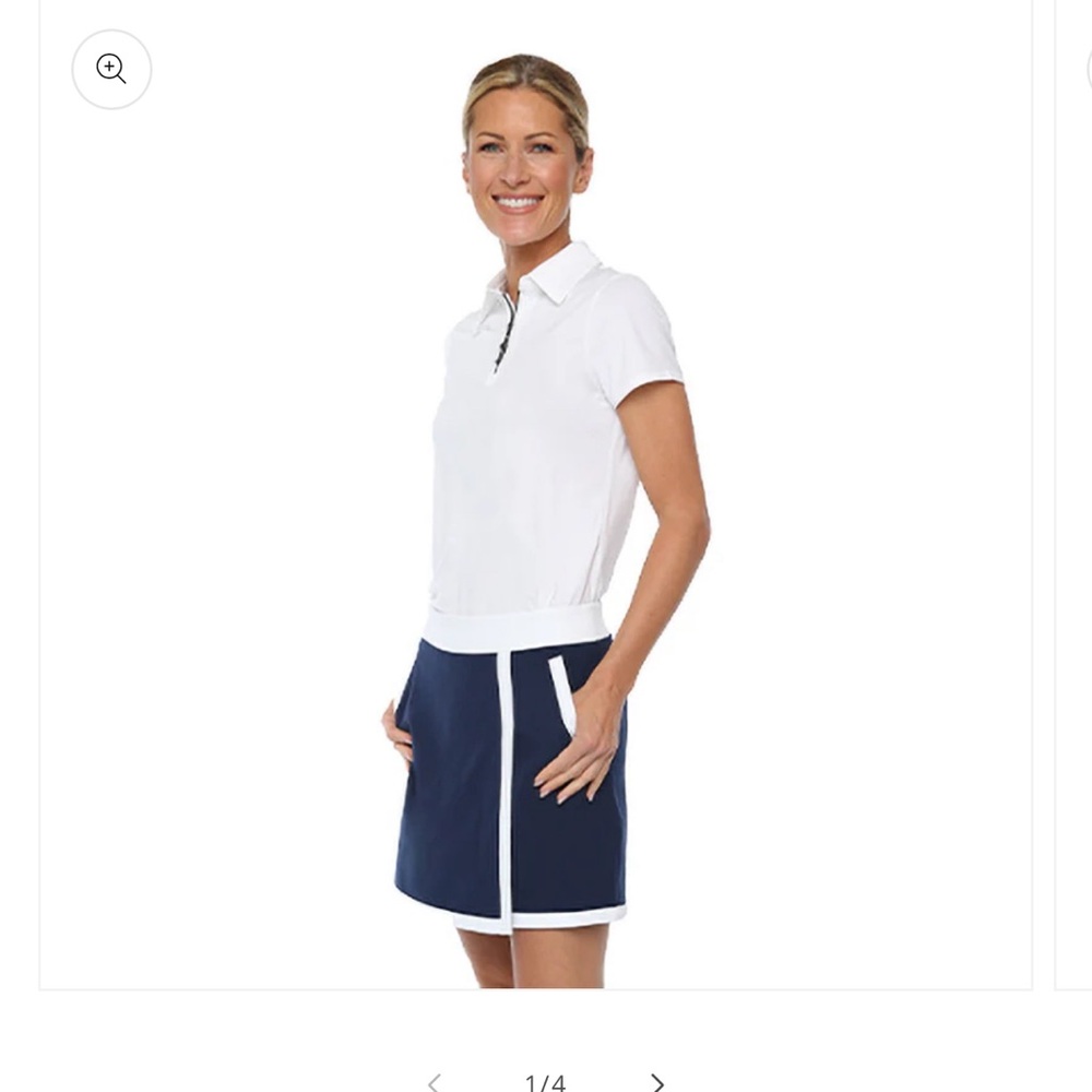 Belyn Key Woven Wrap Skort NWT Small Navy w/ White Trim Back Pockets Stretch